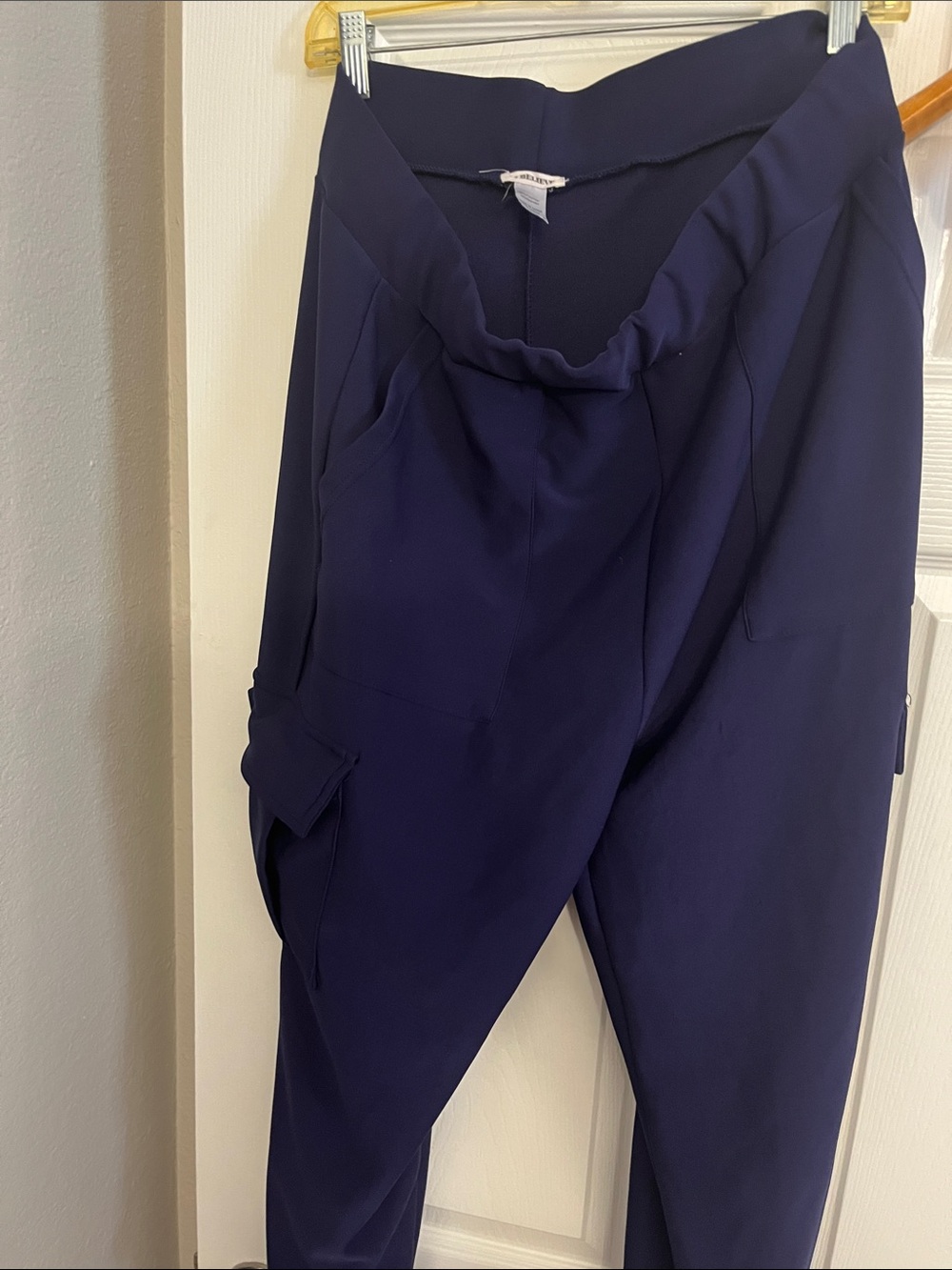 I Believe High-Rise Navy Blue Cargo Joggers
